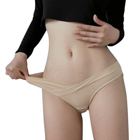 Panties for Women,Low Rise Triangle Panties for Women Pure Comfortable Ladies Underwear Antibacterial Soft Stretch Fit,Womens Underwear,Beige,XL