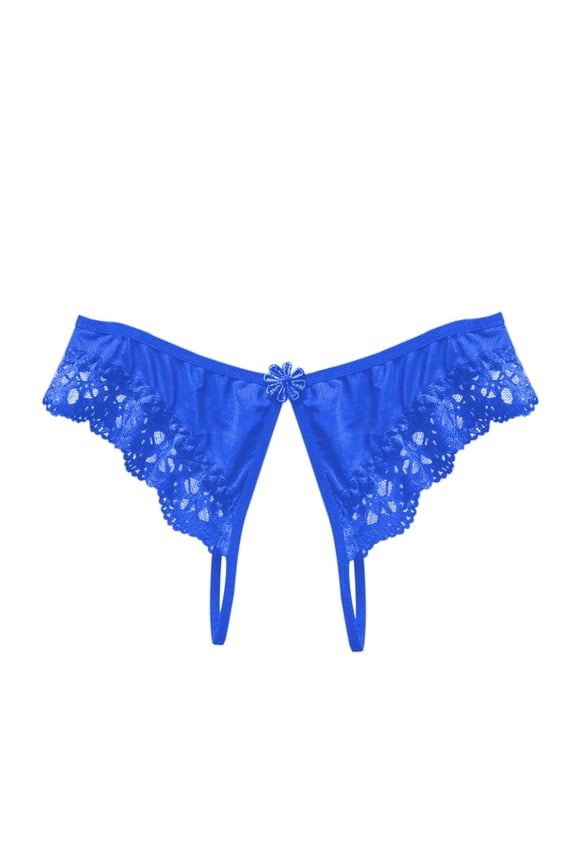 Panties for Women,Low Waist Lace Thong Panties with Open Front Design for Comfort and Style,Womens Underwear,Blue,One Size