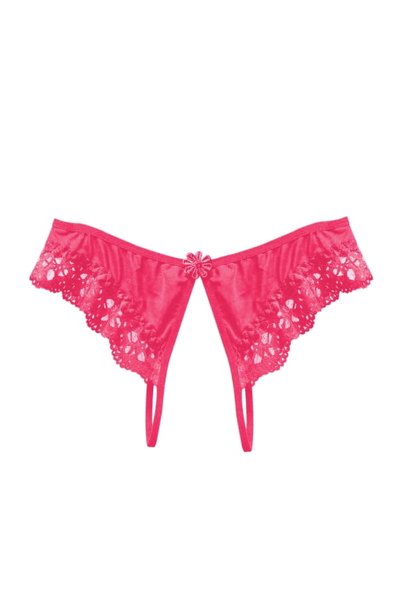 Panties for Women,Low Waist Lace Thong Panties with Open Front Design for Comfort and Style,Womens Underwear,Hot Pink,One Size