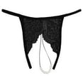 thumbnail image 1 of Panties for Women,Mesh Briefs with Pearl Tassel and Crochet Lace Up Design Hollow Out Lingerie Underwear,Womens Underwear,Black,M, 1 of 3