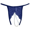 thumbnail image 1 of Panties for Women,Mesh Briefs with Pearl Tassel and Crochet Lace Up Design Hollow Out Lingerie Underwear,Womens Underwear,Blue,L, 1 of 3