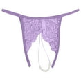 thumbnail image 1 of Panties for Women,Mesh Briefs with Pearl Tassel and Crochet Lace Up Design Hollow Out Lingerie Underwear,Womens Underwear,Purple,M, 1 of 3
