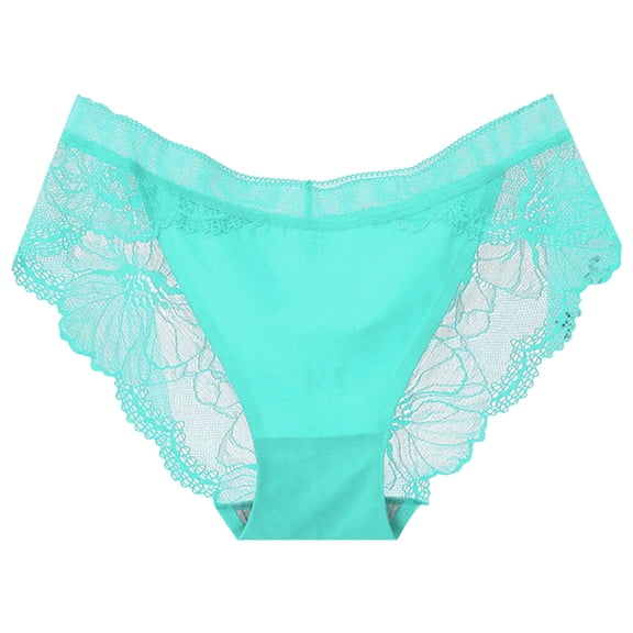 Panties for Women,Mid Waist Lace Underwear Breathable Stretchy Soft Briefs Comfortable Ladies Panties,Womens Underwear,Green,One Size