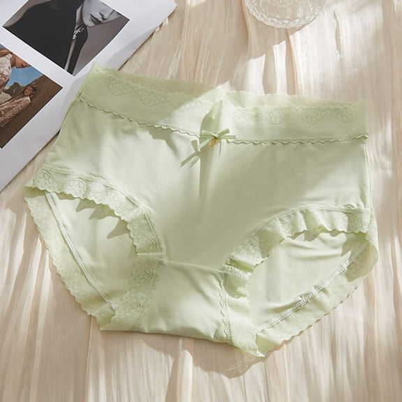 uublik Panties for Women Plus Size High Waist Breathable Briefs Soft Underpants Ladies Stretch Panties Womens Underwear Seamless Green