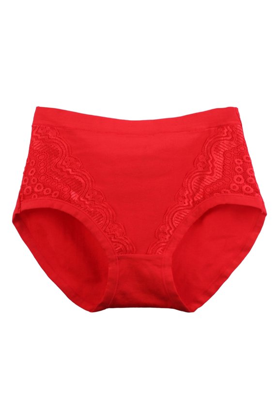 Panties for Women,Plus Size Lace Underwear Soft Stretch Hipster Briefs Comfortable Ladies Panty,Womens Underwear,Red,2XL