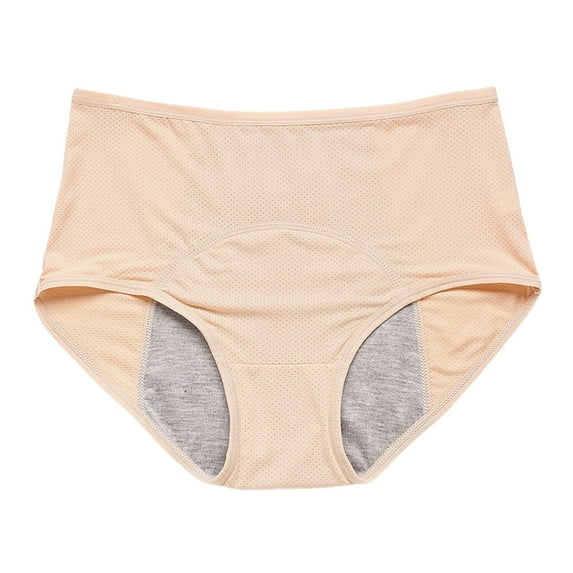 Panties for Women,Plus Size Leak Proof Menstrual Panties High Waisted Comfortable Sanitary Underwear For Full Coverage,Womens Underwear,Beige,7XL