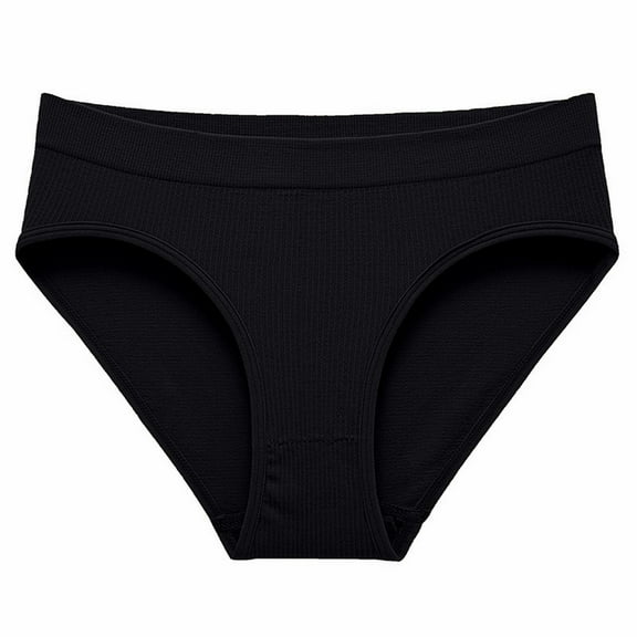 Panties for Women,Ribbed Bikini Briefs Set Soft Stretch Comfort Seamless Underwear for Her,Womens Underwear,Black,L