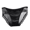 thumbnail image 1 of Panties for Women,Satin Fashion Seamless Mesh Lace Mid Low Waist Triangle Panties,Womens Underwear,Black,L, 1 of 3