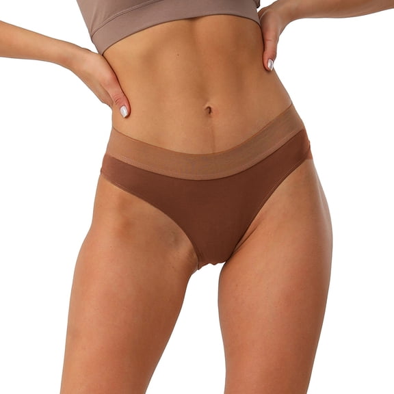 Panties for Women,Seamless Comfortable Low Waist Underwear Breathable Solid Color Panties for Everyday Wear,Womens Underwear,Brown,L