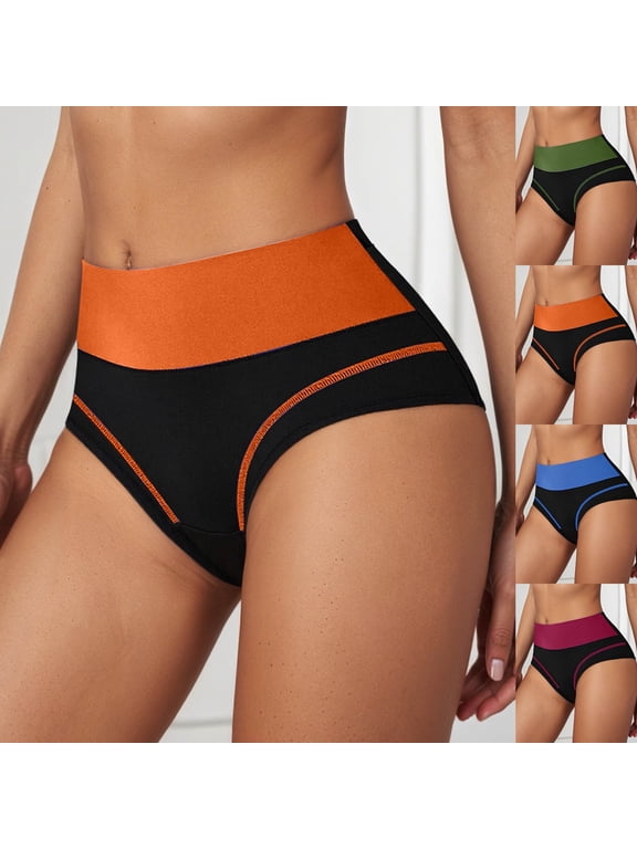 Panties for Women Seamless High Waist Contrast Soft Breathable Triangle Panty Women Underwear Green L