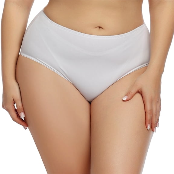 Panties for Women,Seamless High Waisted Underwear Fitted Pure Briefs Comfortable Stretch Soft Panties,Womens Underwear,White,2XL