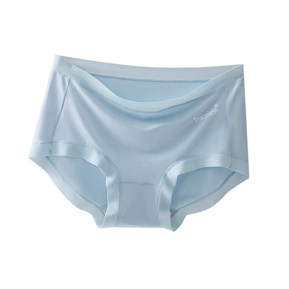 Panties for Women,Seamless Underwear for Women Mid Waist Breathable Comfortable Solid Color Triangle Panties,Womens Underwear,Light Blue,2XL
