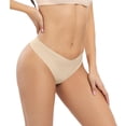 thumbnail image 1 of Panties for Women,Seamless V-Shaped Thong Underwear Low Waist Comfort Fitness and Daily Wear,Womens Underwear,Beige,M, 1 of 4