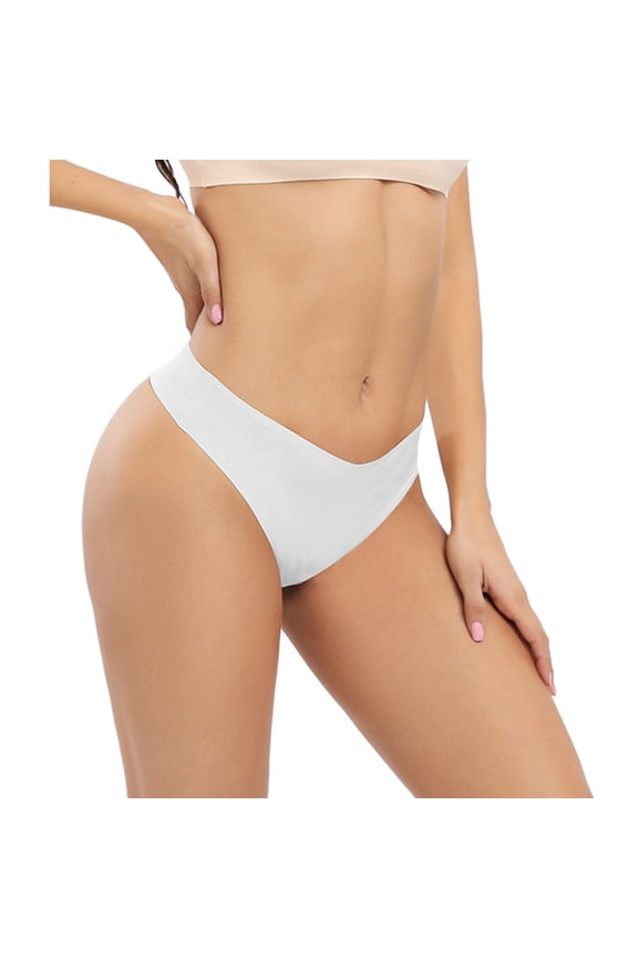 Panties for Women,Seamless V-Shaped Thong Underwear Low Waist Comfort Fitness and Daily Wear,Womens Underwear,White,M