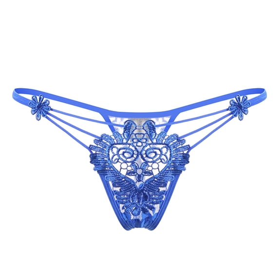 Panties for Women,Sheer Lace Embroidered Thong Underwear for Women Delicate Hollow Design Comfortable Apparel,Womens Underwear,Dark Blue,One Size