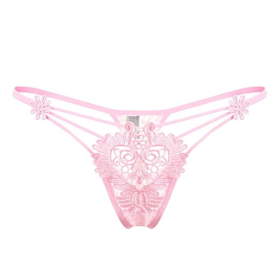 Panties for Women,Sheer Lace Embroidered Thong Underwear for Women Delicate Hollow Design Comfortable Apparel,Womens Underwear,Pink,One Size