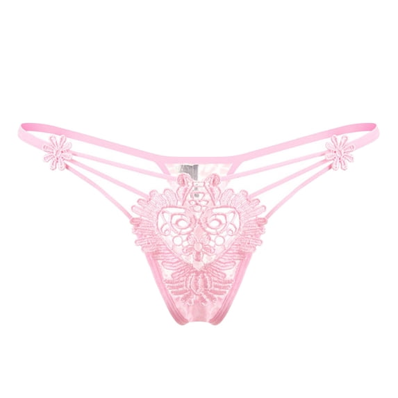 Panties for Women,Sheer Lace Embroidered Thong Underwear for Women Delicate Hollow Design Comfortable Apparel,Womens Underwear,Pink,One Size