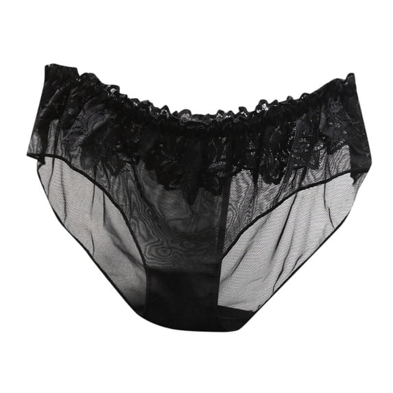 Panties for Women,Sheer Lace Low Rise Seamless Underwear For Women Delicate Mesh Triangle Panties Comfortable Everyday Wear,Womens Underwear,Black,L