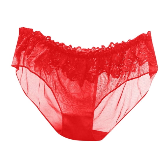 Panties for Women,Sheer Lace Low Rise Seamless Underwear For Women Delicate Mesh Triangle Panties Comfortable Everyday Wear,Womens Underwear,Red,M