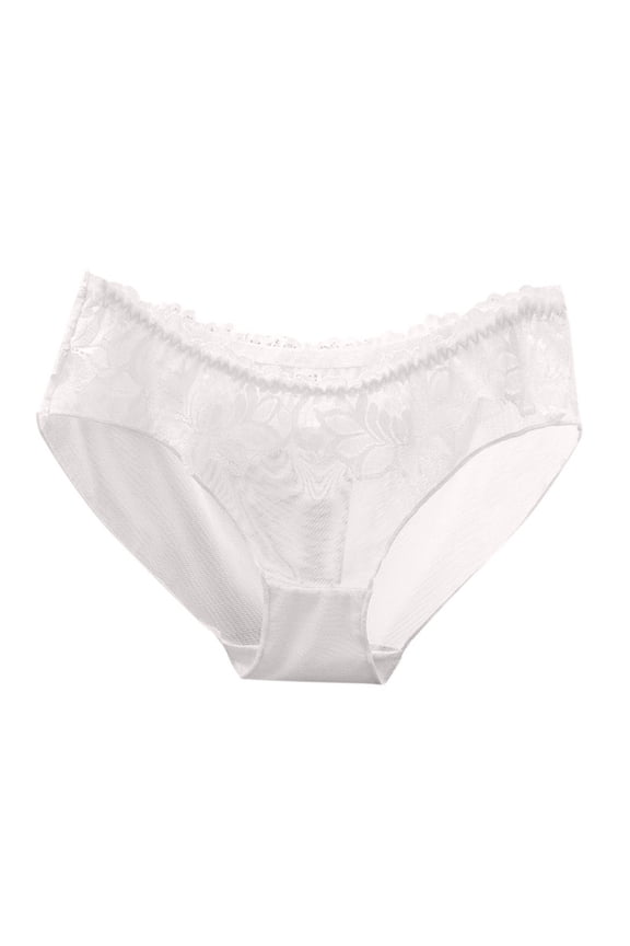 Panties for Women,Sheer Lace Low Rise Seamless Underwear For Women Delicate Mesh Triangle Panties Comfortable Everyday Wear,Womens Underwear,White,M