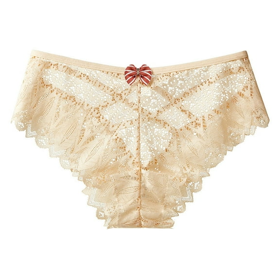 Panties for Women,Sheer Lace T-Back Mid Rise Panties For Women Delicate Feminine Underwear,Womens Underwear,Khaki,L