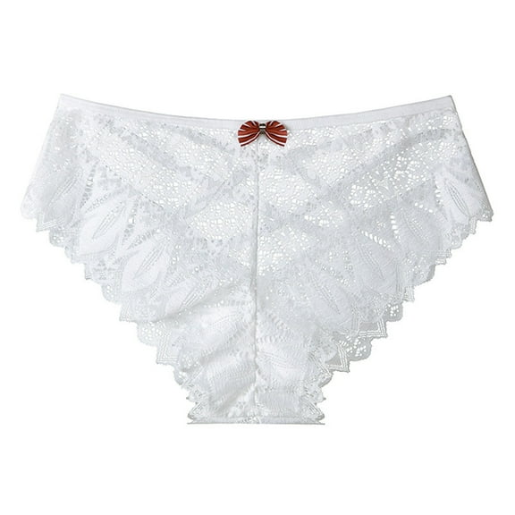 Panties for Women,Sheer Lace T-Back Mid Rise Panties For Women Delicate Feminine Underwear,Womens Underwear,White,M
