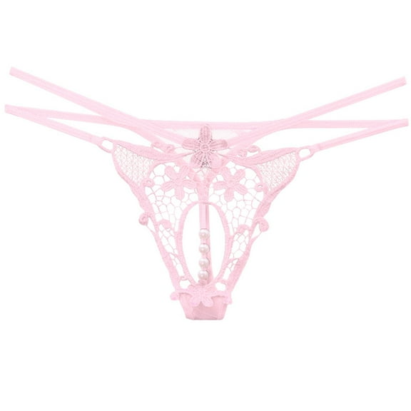 Panties for Women,Sheer Low Rise Thong Pearl Massage Design Japanese T-Back Lingerie Underwear,Womens Underwear,Pink,One Size