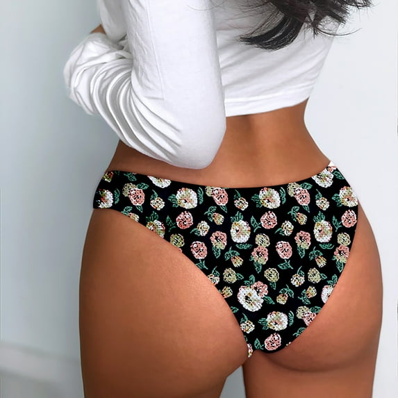 Panties for Women Tbopshirt Brief Underwear,Hipster Underwear,1 Women Print Lingerie Temptation Low-waist Panties Underwear Briefs,Cheeky Panties