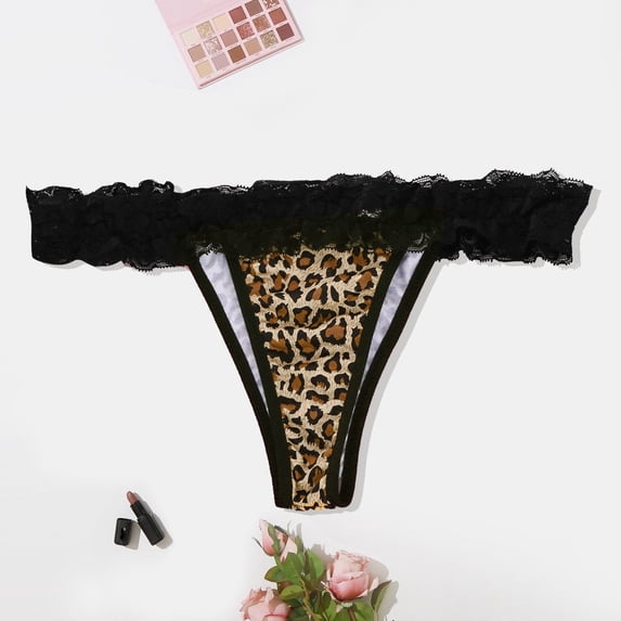 Panties for Women Tbopshirt Brief Underwear,Hipster Underwear,Leopard Print Women Translucent Underwear Sheer Lace Tank Lace Underpant,Cheeky Panties