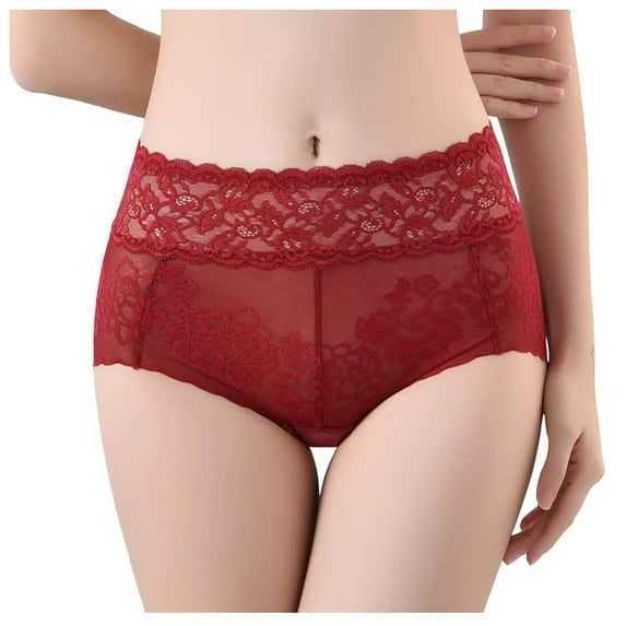 Panties for Women Tbopshirt Womens Panties Briefs,Solid Briefs Ventilate Netting High Waist Underpants,Cheeky Lace Panties Underwear,Gifts for Women