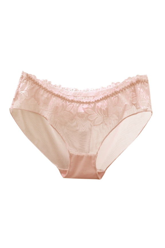 Panties for Women,Transparent Lace Underwear Low Waisted Seamless Mesh Triangle Panties For Women,Womens Underwear,Beige,M