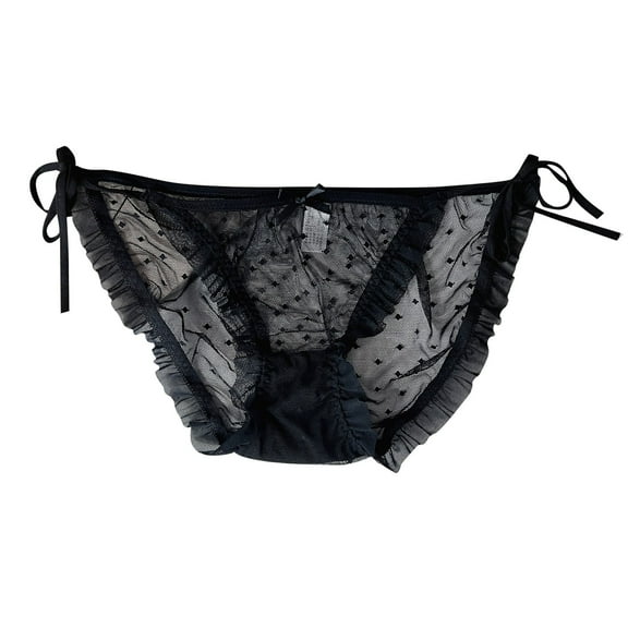 Panties for Women,Unfasten Ties Lace Triangle Panties with Adjustable Lace Up Edge Design for Women,Womens Underwear,Black,One Size