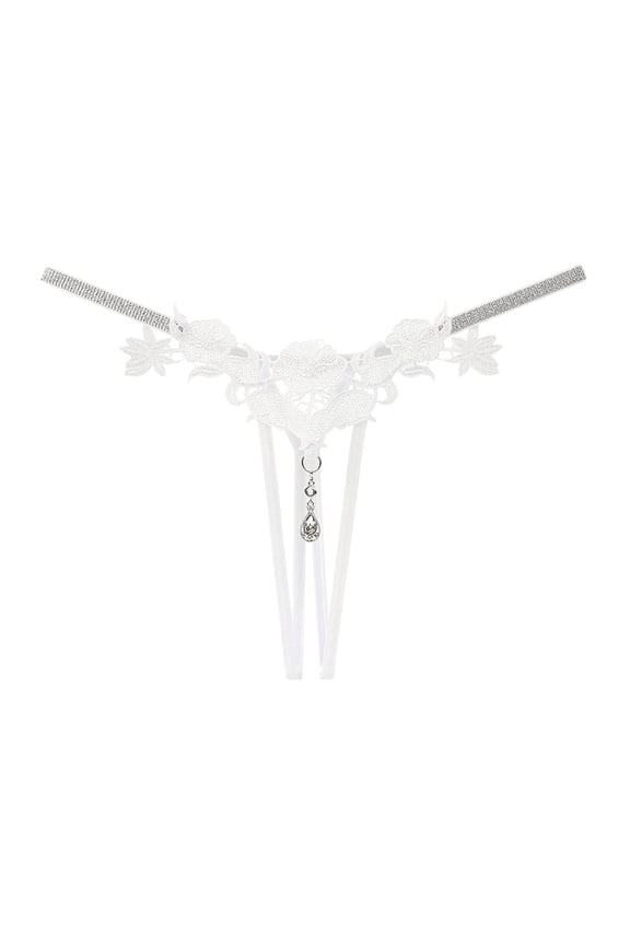 Panties for Women White Thong with Pearls Ball Cute T Pants One Size