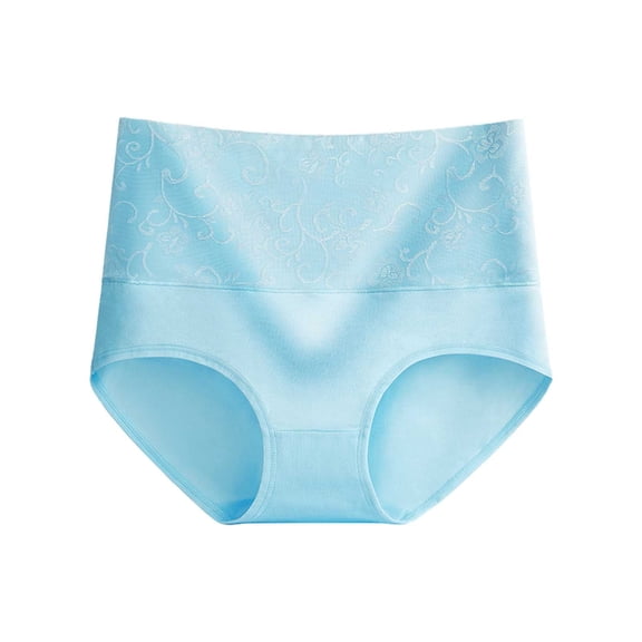 Panties for Women - Women Pure Cotton High Waist Comfortable Breathable Underwear - Women's Panties,Color:Blue,Size:L