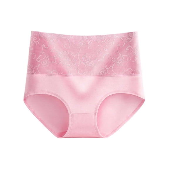 Panties for Women - Women Pure Cotton High Waist Comfortable Breathable Underwear - Women's Panties,Color:Pink,Size:L