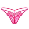 thumbnail image 1 of Panties for Womens Underwear Hollow Embroidery Waist Side Split Sexy Thong Briefs Pink One Size, 1 of 2