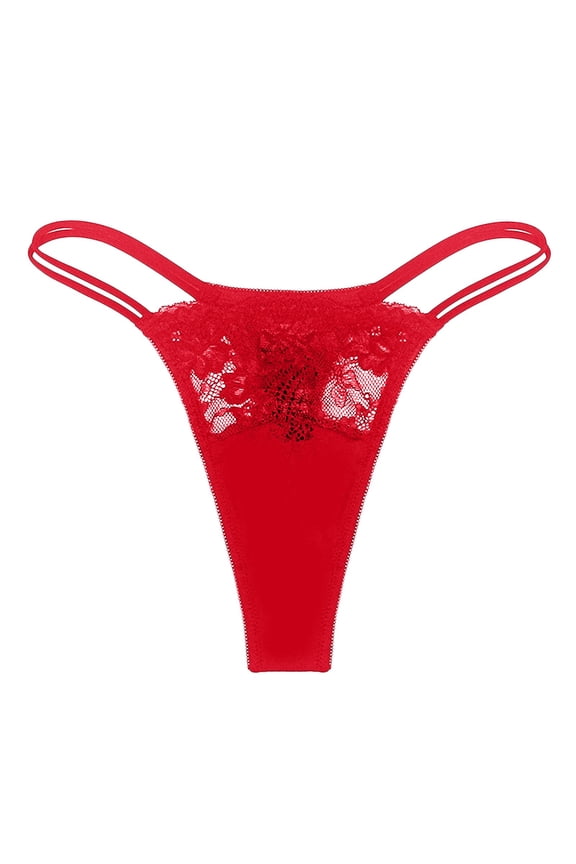 Panties for Womens Underwear Lace Sexy G String Bikini Brief Red M