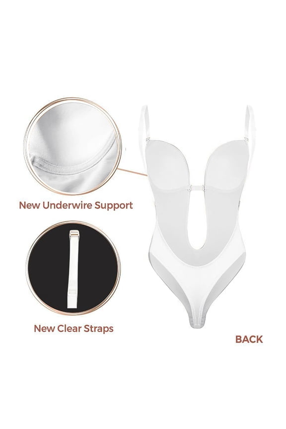 Panties for Womens Underwear Plus Size Backless Shaper With Built In Bra Open Crotch White 2Xl