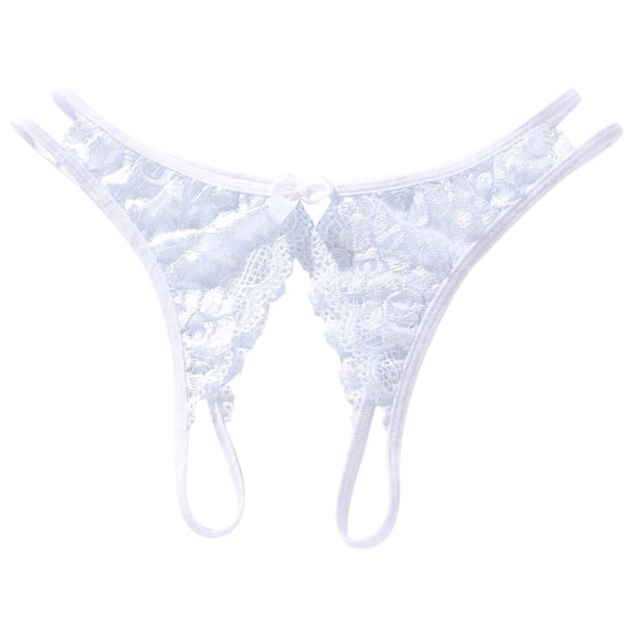 Panties for Womens Underwear Plus Size Lace Open Crotch Thong White M