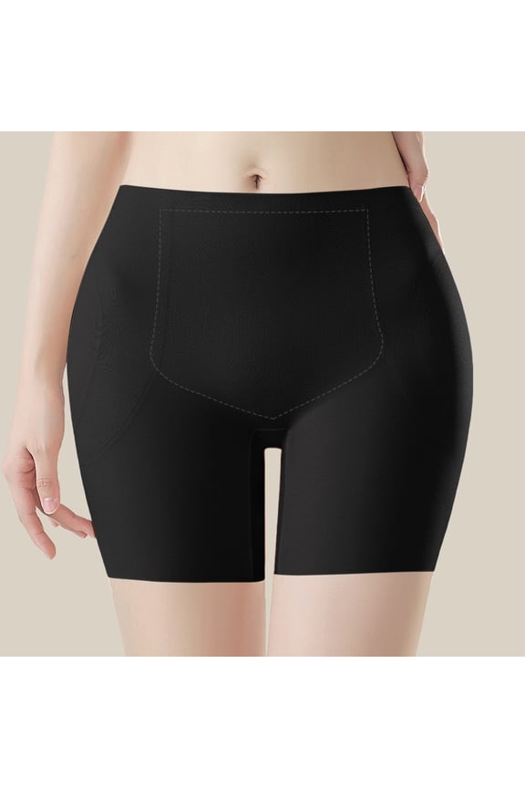 Panties for Womens Underwear Solid Latex Butt Lifting Shaping Panties Black L
