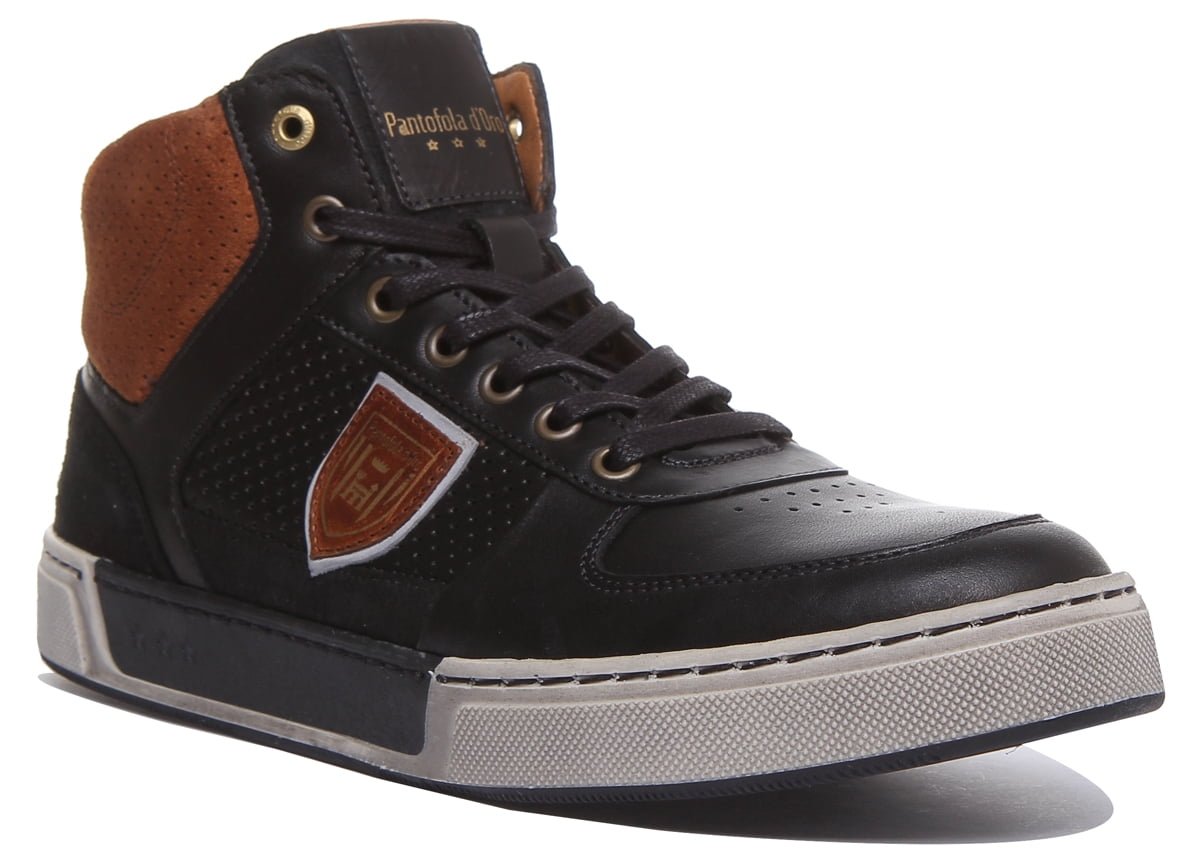 Pantofola d\'Oro Mens Black LeatherSuede wool Plaid Hi Too Sneaker Size 43/9.5-10 Amazon.com | Pantofola d main image 2