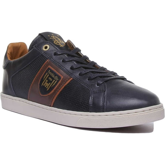 Pantofola D'oro Sorento Uomo Low Men's Lace Up Leather Sneakers In Blue Size 7