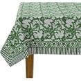 thumbnail image 1 of -Pantone Artichoke Green Cotton Hand Block Print Tablecloth Dinning Table Cover, Thanks Giving Table Christmas Farmhouse Buffet Wedding Tablecloth 4 Seater 60x60 Inches Square, 1 of 6