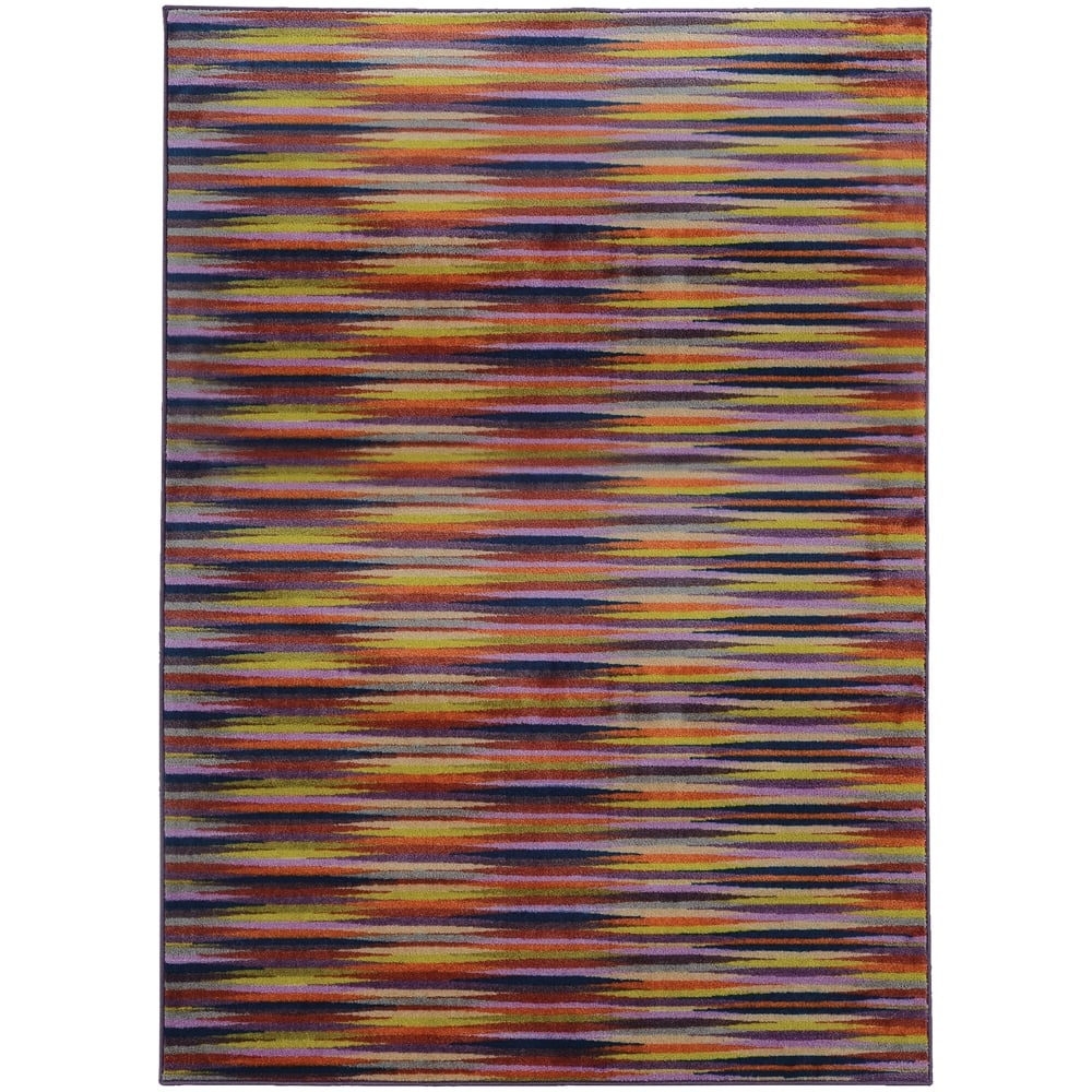 Lavender and Red Tufted Synthetic Oriental Rectangular Rug