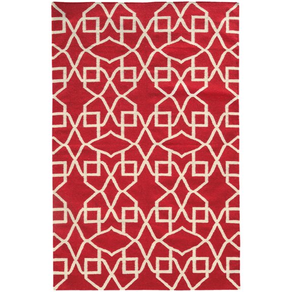 Pantone Universe Matrix Area Rugs - 4267M Contemporary Red Boxes Curved Diamond Squares Rug