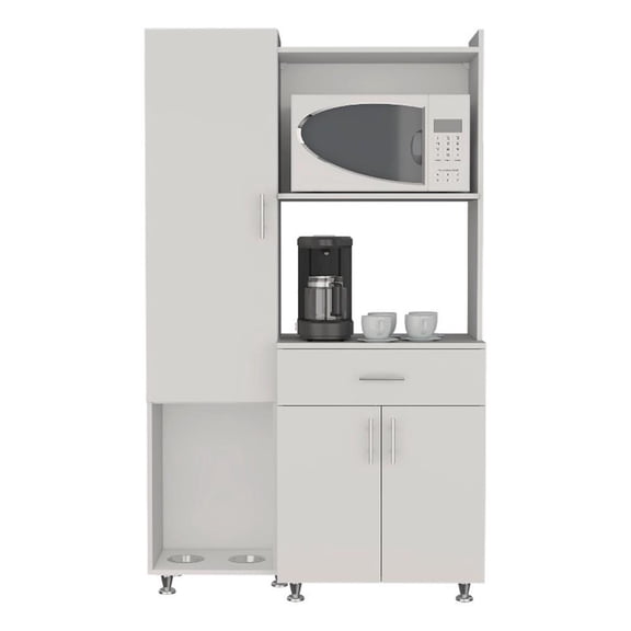 Pantress Complete Kitchen Pantry with Pet Station Shelf Engineered Wood White