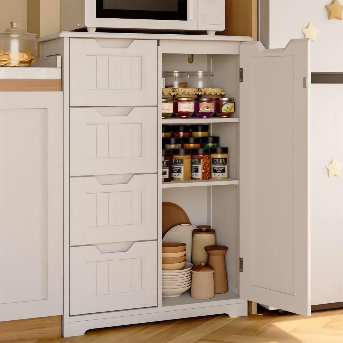 Pantry Cabinet 33 Small Kitchen Pantry Storage Cabinet with Door and Shelves White