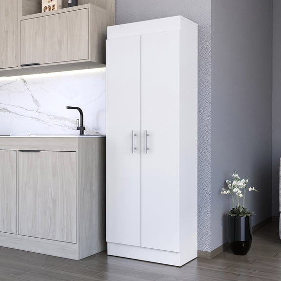 Pantry Cabinet, 5-shelf - White, For A Stylish Kitchen White Storage Cabinet With 5 Shelves For Use