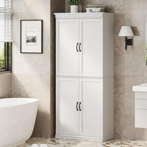Pantry Cabinet,70" Tall Kitchen Pantry Cabinet with 2 Doors and 3 Adjustable Shelves, Freestanding Cupboard, Modern Storage Cabinet for Bathroom, Dining Room, Living Room