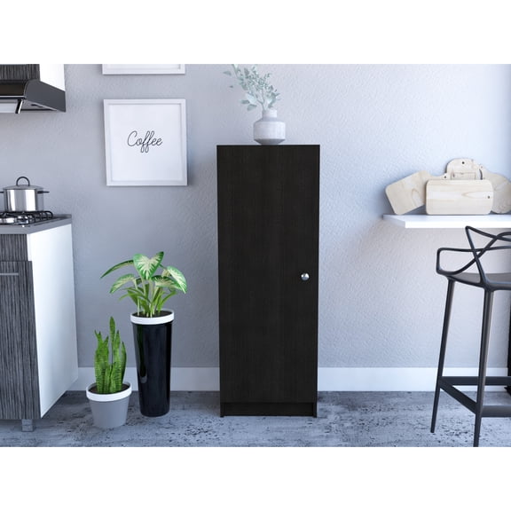 Pantry Cabinet Black, 4 Interior Shelves For Extra Storage, 47" Height, 16.9" Width, Fits Kitchen, , Pantry, Garage, Modern, Particle Board High, Wide,